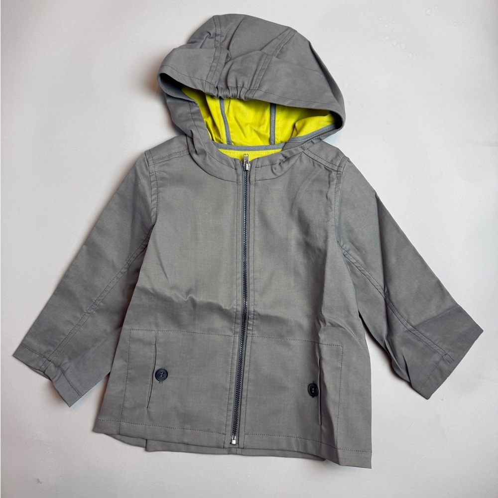 Bonpoint Gray Raincoat with Yellow Lining